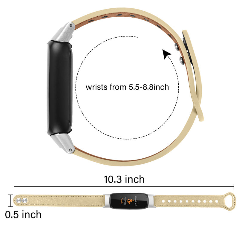 Replacement Wrist Band for Fitbit Luxe Smart Watch Adjustable Top Layer Cowhide Strap with Double Rivet Silver Connector Replacement Wrist Band for Fitbit Luxe Smart Watch Adjustable Top Layer Cowhide Strap with Double Rivet Silver Connector